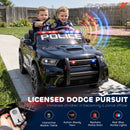 12V Licensed Black Dodge Police Car for Kids Ages 3-6 with Two Seats