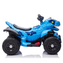 12V Electric Blue Dinosaur Ride-On ATV for Kids with Bluetooth Music and Front Light