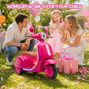 3-Wheel Electric Scooter for Kids with LED Lights and Bluetooth in Rose Red, Suitable for Ages 3-6