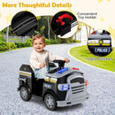 12V Black Fire Truck Ride-On Toy Car for Toddlers with Shovel and Wrench