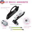 24V RS555 High-Speed Motor Gearbox Set for Ride-On Toys - 40000RPM (2 Pack)