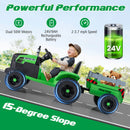 Kids' 24V Electric Tractor with Removable Trailer, Remote Control, and Music