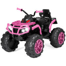 12V Pink Kids' Ride-On ATV Quad Car with Bluetooth Audio and LED Lights 3.7mph