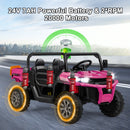 24V Electric Dump Truck for Kids - 2-Seater with Remote Control in Rose Red