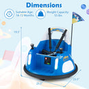 Battery-Powered 12V Navy Bumper Car with 360° Spin & Remote for Ages 1.5 to 6