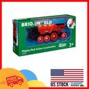 Vibrant Red Wooden Battery-Powered Locomotive for Engaging Play