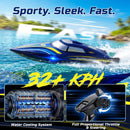 DEERC 14" High-Speed RC Boat for All Ages, Self-Righting Feature, Speeds Over 20 MPH