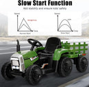 12V Dark Green Ride-On Tractor for Kids with Removable Trailer and Remote Control