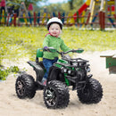 12V Green Kids ATV Quad with LED Headlights and Wide Wheels