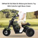 Colorful Light and Music 3-Wheel 6V Electric Ride-On Motorcycle for Kids - Green B9