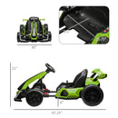 Green Electric Go Kart with Adjustable Seat and Slow Start, 24V, 7.5 MPH