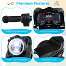 White 6V Kids Motorcycle with Music, Storytelling, LED Lights, Accelerator Pedal, and Three Wheels