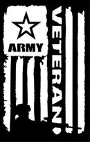 Army Veteran Vinyl Flag Decal Sticker for Car, Truck, Wall, or Laptop | White | 4"