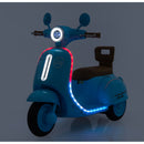 Blue 12V Electric Scooter for Kids 3-6 Years with Backrest and Bluetooth Music