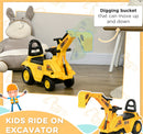 Multi-Function Excavator Digger Ride-On with Scooter and Pulling Cart for Imaginative Play