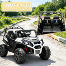 White 24V Dual-Seater Kids Electric Vehicle with Remote Control and LED Illumination