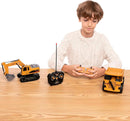 Dual Pack Remote-Controlled Construction Vehicle Toy Set with Friction-Driven Excavator
