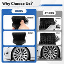 Dual Set of Car Wheel and Tire Brushes with Soft and Stiff Bristles (Black)