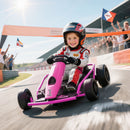 Pink 24V Electric Drift Go Kart for Kids Ages 8-12 with Dual Speed Options