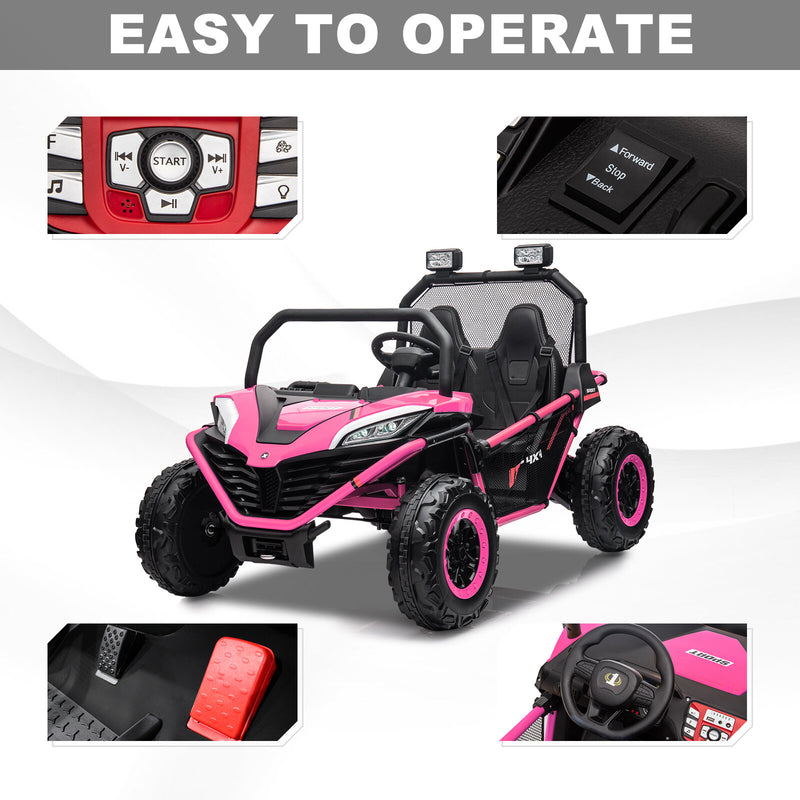 24V Kids 2-Seater Ride-On UTV Car with 400W Motor, Metal Frame, and EVA Wheels
