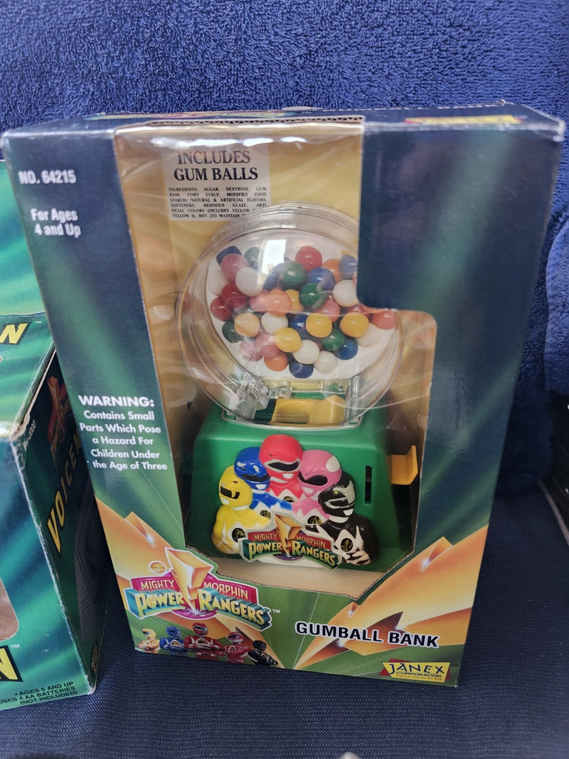 Working Mighty Morphin Power Rangers Voiceman Cassette and New Gumball Bank Toy