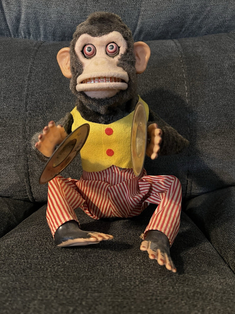 Vintage Working Jolly Chimp Monkey Toy with Cymbals Battery Operated Made in Japan