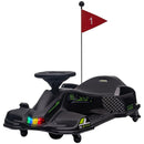 Black 12V Electric Drifting Go Kart with Gentle Start, Sound, and Lighting Effects