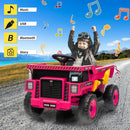12V Remote Control Electric Dump Truck Toy for Kids in Rose Red