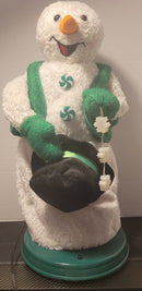 Gemmy Vintage 2005 Green Peppermint Snowflake Spinning Snowman