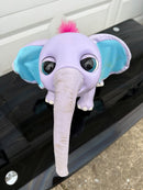 Bunoo Battery-Operated Electronic Elephant Toy Purple & Blue w/ Pink Hair