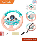Interactive Kids Steering Wheel Toy with Lights and Sounds for Backseat Fun