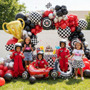 Race Car Balloon Arch Set - Trophies, Flags, Wheels, and Checkered Designs