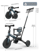 besrey KSE06 4-in-1 Tricycle for Toddlers Aged 1-3 with Push Handle, Backrest, and Safety Belt