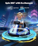 Blue 12V Children's Bumper Car with Large Wheels, Top Speed 2.2 Mph