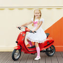 24V Electric Motorcycle for Kids with 3 Speeds, Rear Suspension, and LED Lights in Red