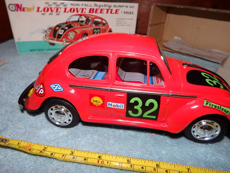 Vintage TAIYO Battery-Operated VW Beetle Toy Car from Japan with Original Box