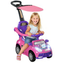 Versatile Pink Push and Slide Car with Removable Handle, Music, and Horn