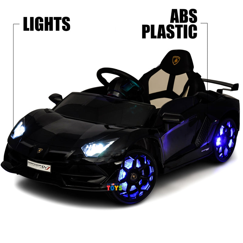Kids Ride-On Licensed Lambo RC Car with MP4 Player and LED Wheels in Multiple Colors