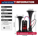 150dB Super Loud Train Horn for Cars and Trucks - All-in-One 12V Air Horn System
