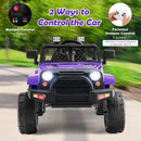 Purple 12V Electric Ride-On Truck for Kids with Remote, Music, and Lights