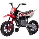 12V Children's Electric Motorcycle with Twist Grip, Training Wheels, and Rear Suspension in Red