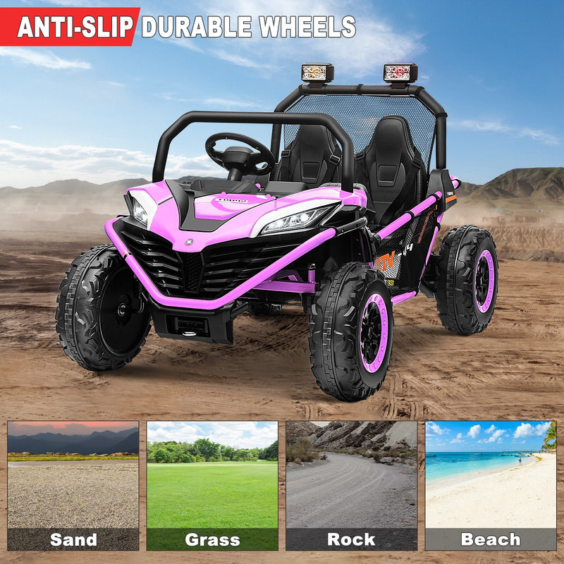 24V Kids 2-Seater Ride-On UTV Truck with 300W Motor, Remote Control, EVA Tires, Purple