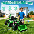 24V Green Remote Control Kids Excavator Tractor with Dump Truck and Bulldozer Attachments
