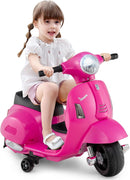 Licensed Vespa Toddler Ride-On Motorcycle with LED Lights and Training Wheels