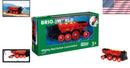 Vibrant Red Wooden Battery-Powered Locomotive for Engaging Play