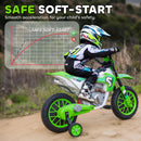 Green 12V Electric Motorcycle for Kids with Treaded Tires and 5mph Speed