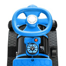 Blue 12V Electric 2-Seater Train with Carriage, Music, Lights, and Dual Speed