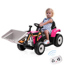 Pink 12V Electric Ride-On Excavator Digger with Remote Control and Digging Bucket