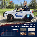 12V Dodge Police Car Ride-On for Kids Ages 3-6, White, 2-Seater