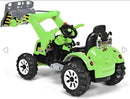Glacer Green & Black 12V Battery-Powered Kids Ride-On Tractor with Front Loader Excavator